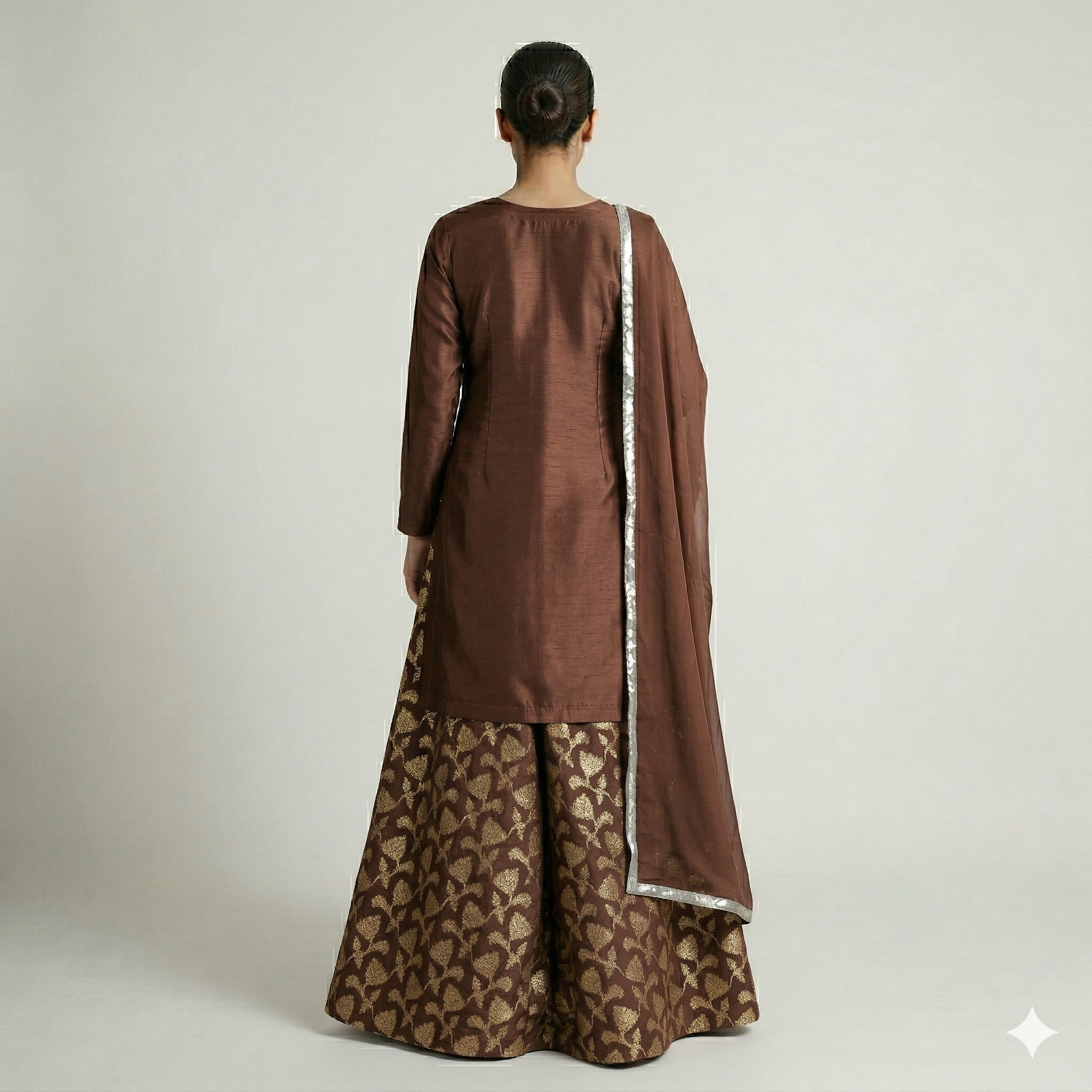 Chocolate Gold Embroidered Formal 2-Piece Suit