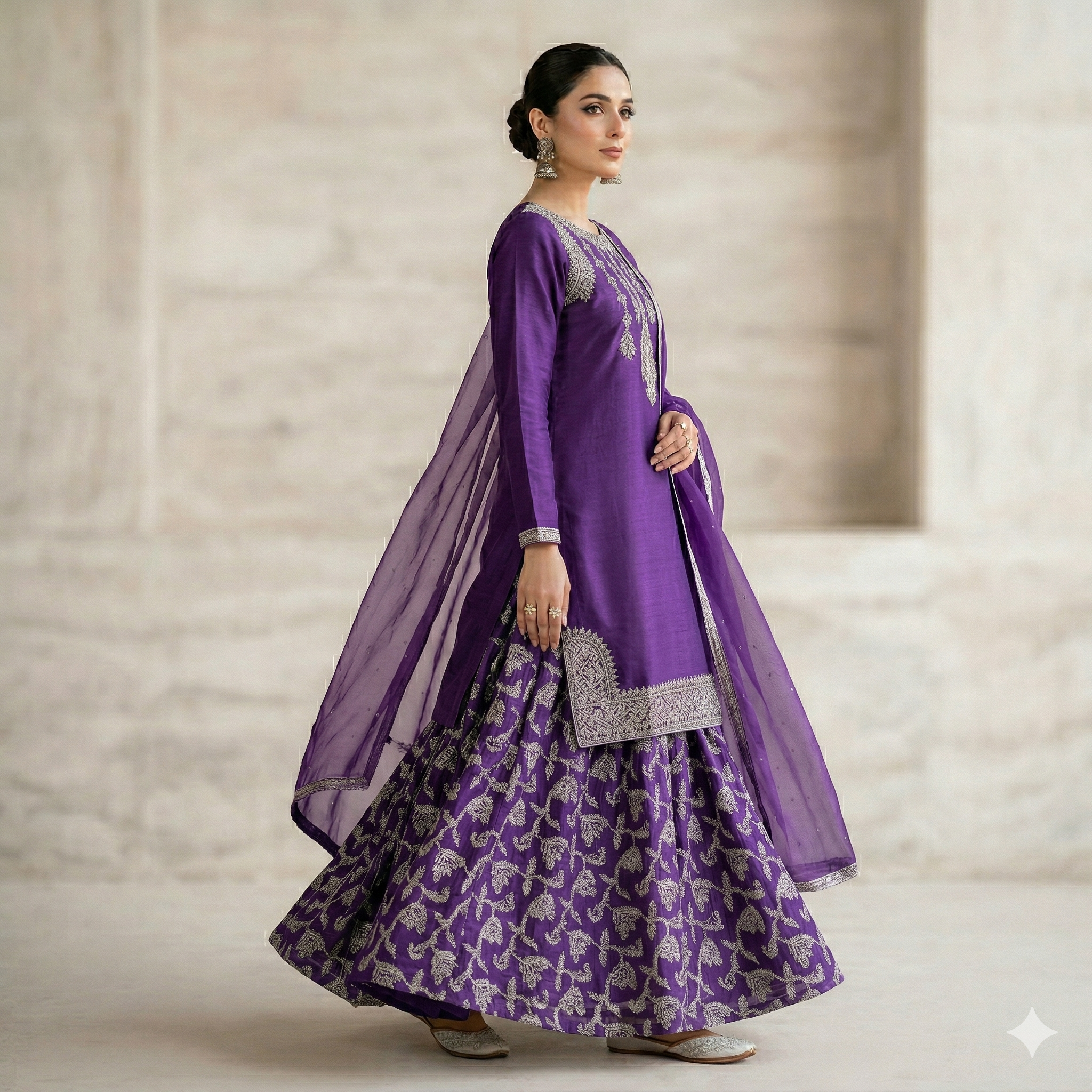 Plum Purple Embroidered Formal 2-Piece Suit
