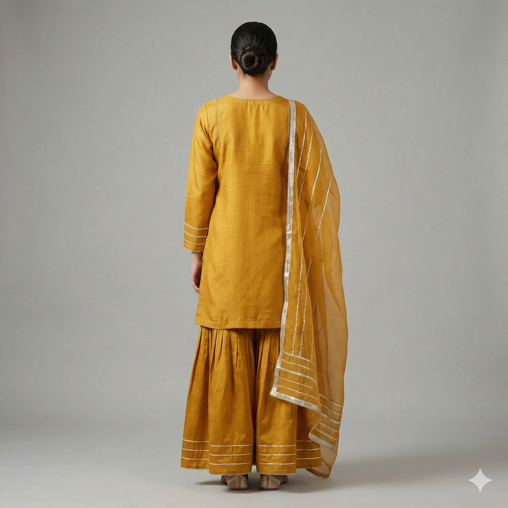 Sunflower Yellow Embroidered Organza 2-Piece Suit