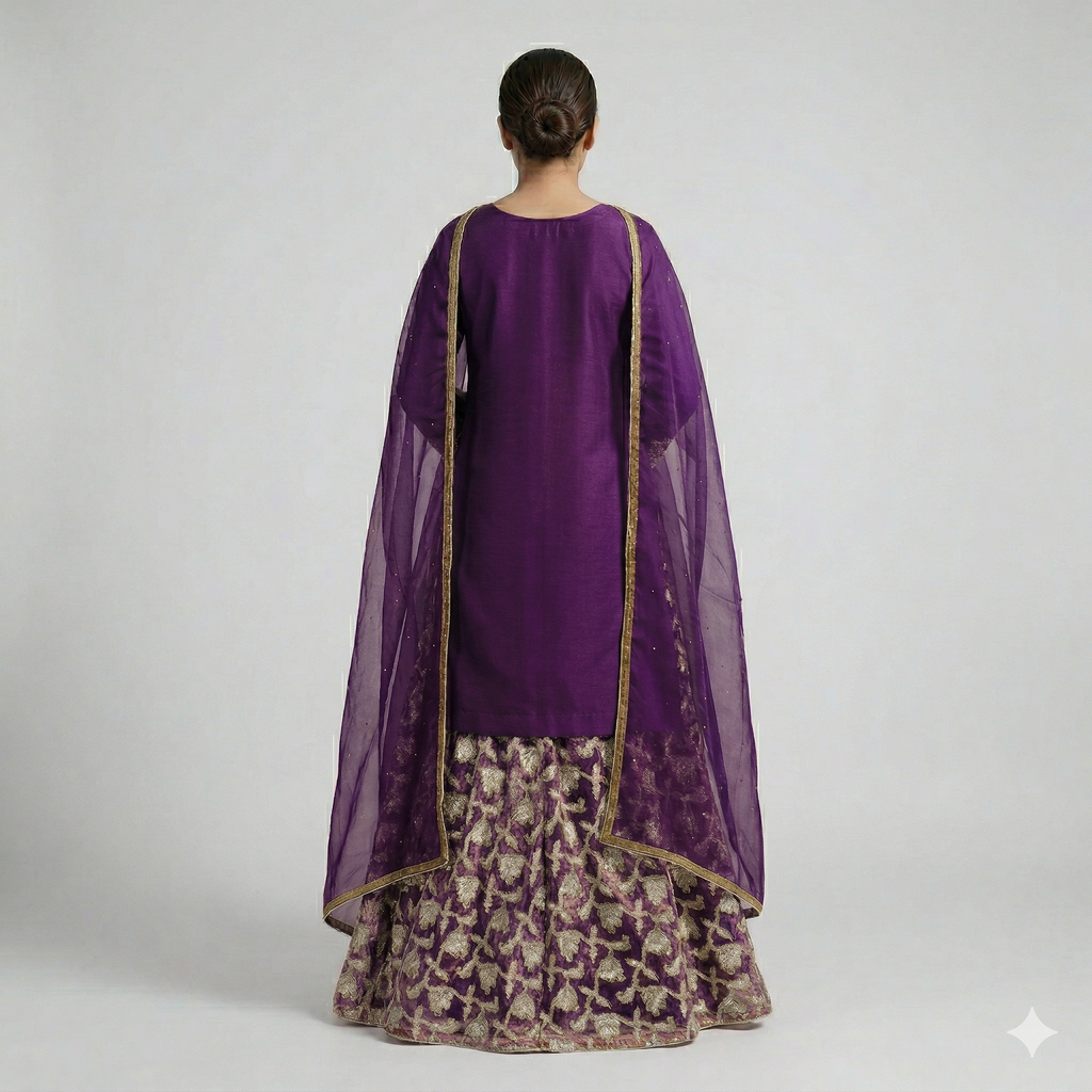 Plum Purple Embroidered Formal 2-Piece Suit