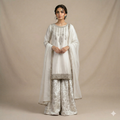 Pearl White Embroidered Formal 2-Piece Suit