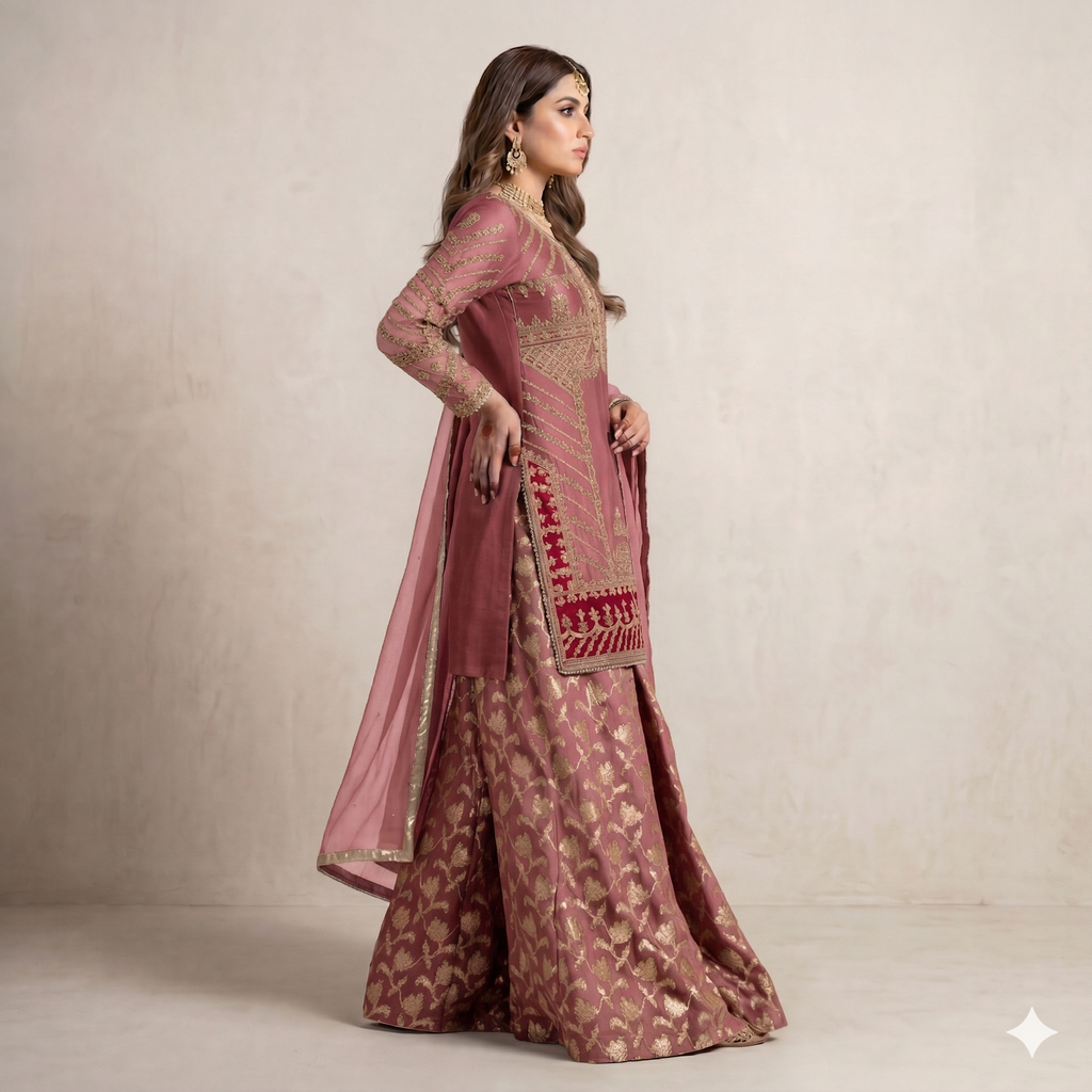Blush Rose Embroidered Formal 2-Piece Suit