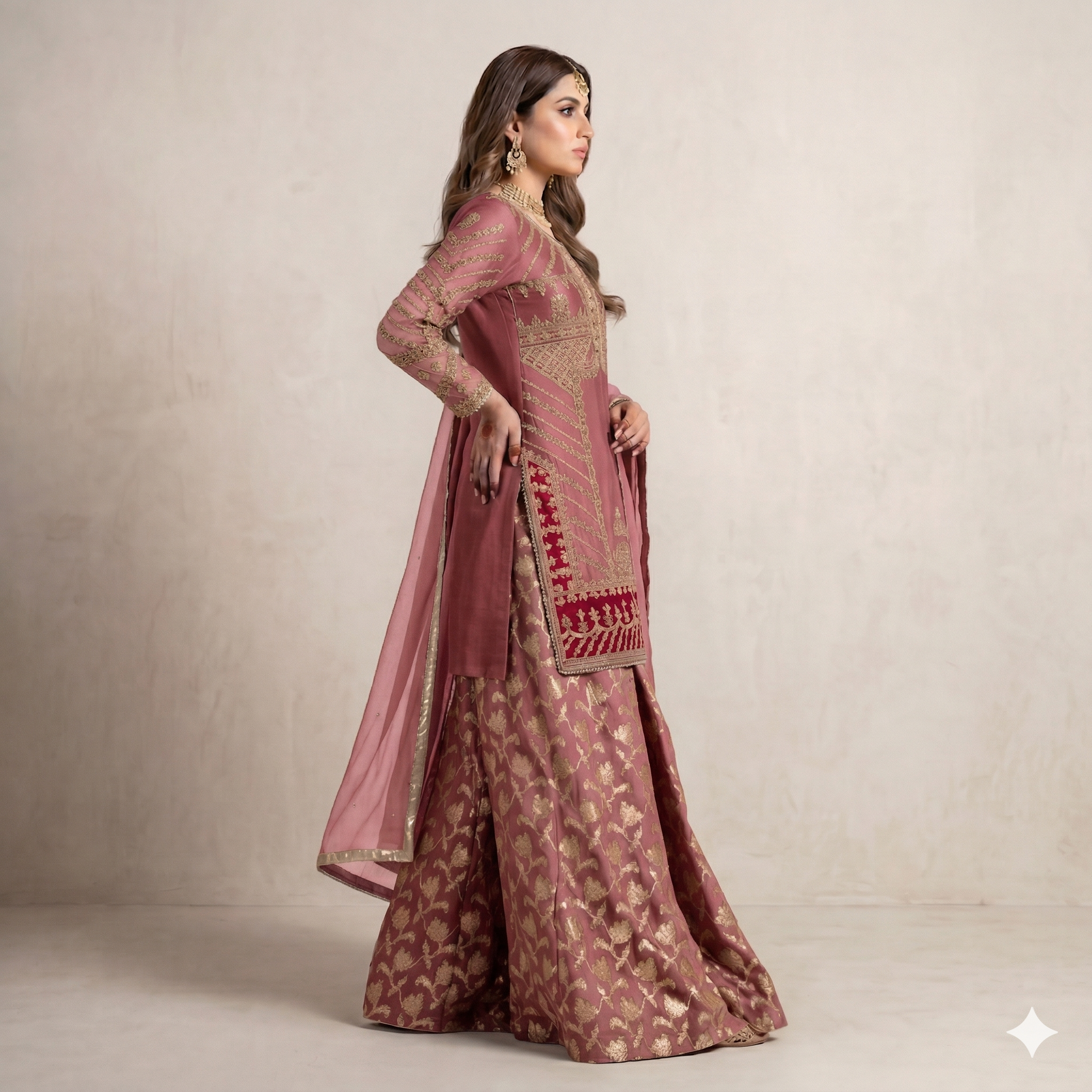 Blush Rose Embroidered Formal 2-Piece Suit