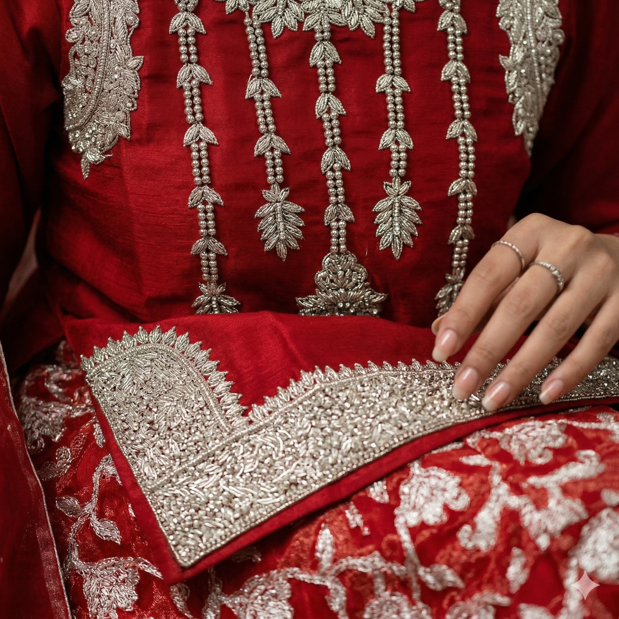 Crimson Red Embroidered Formal 2-Piece Suit
