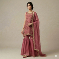 Dusty Rose Embroidered Organza 2-Piece Suit