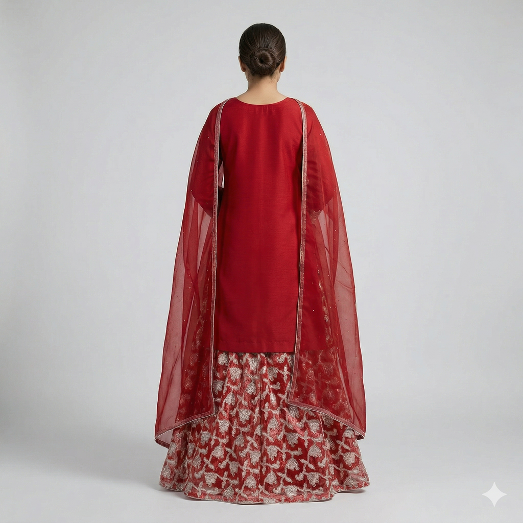 Crimson Red Embroidered Formal 2-Piece Suit
