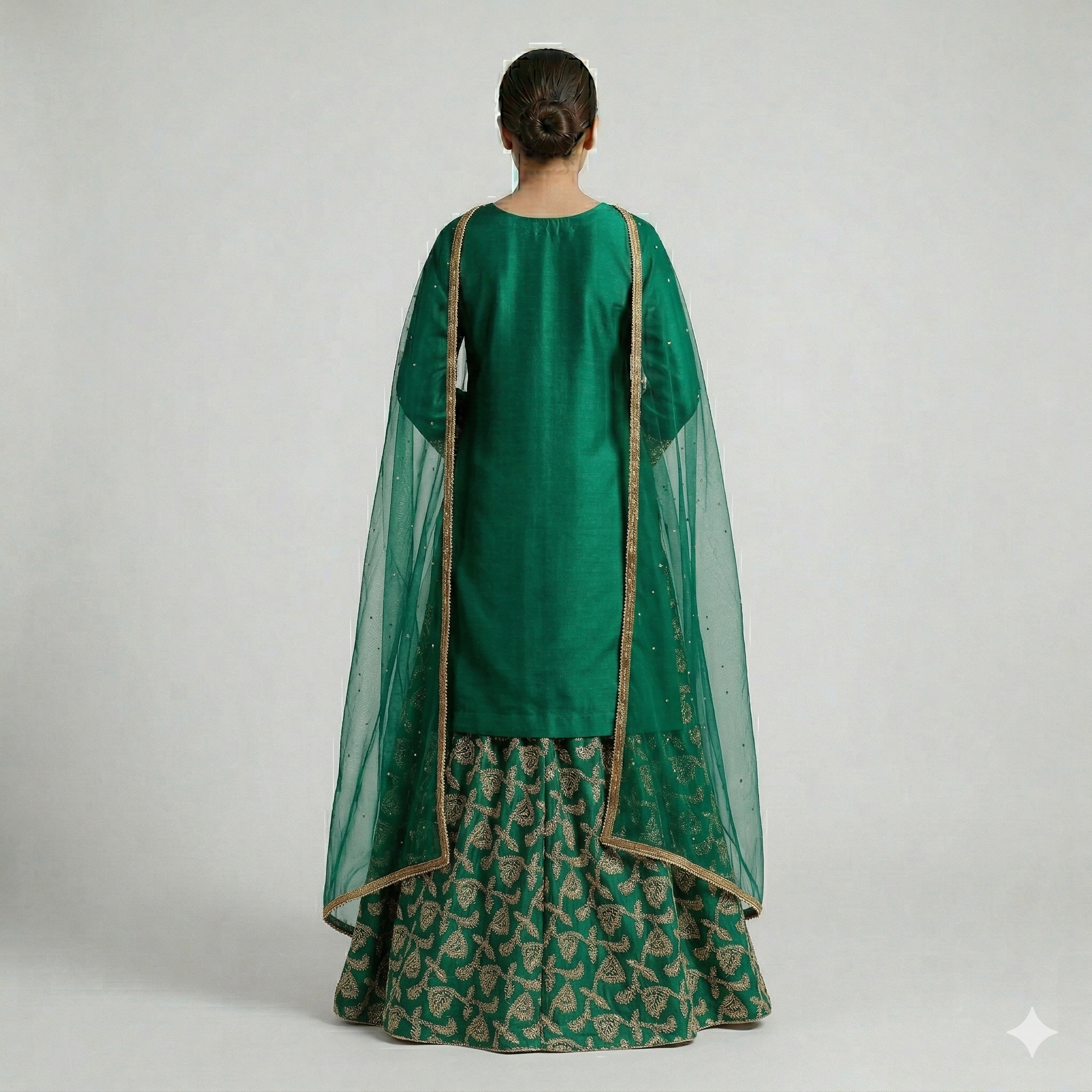 Emerald Green Embroidered Formal 2-Piece Suit