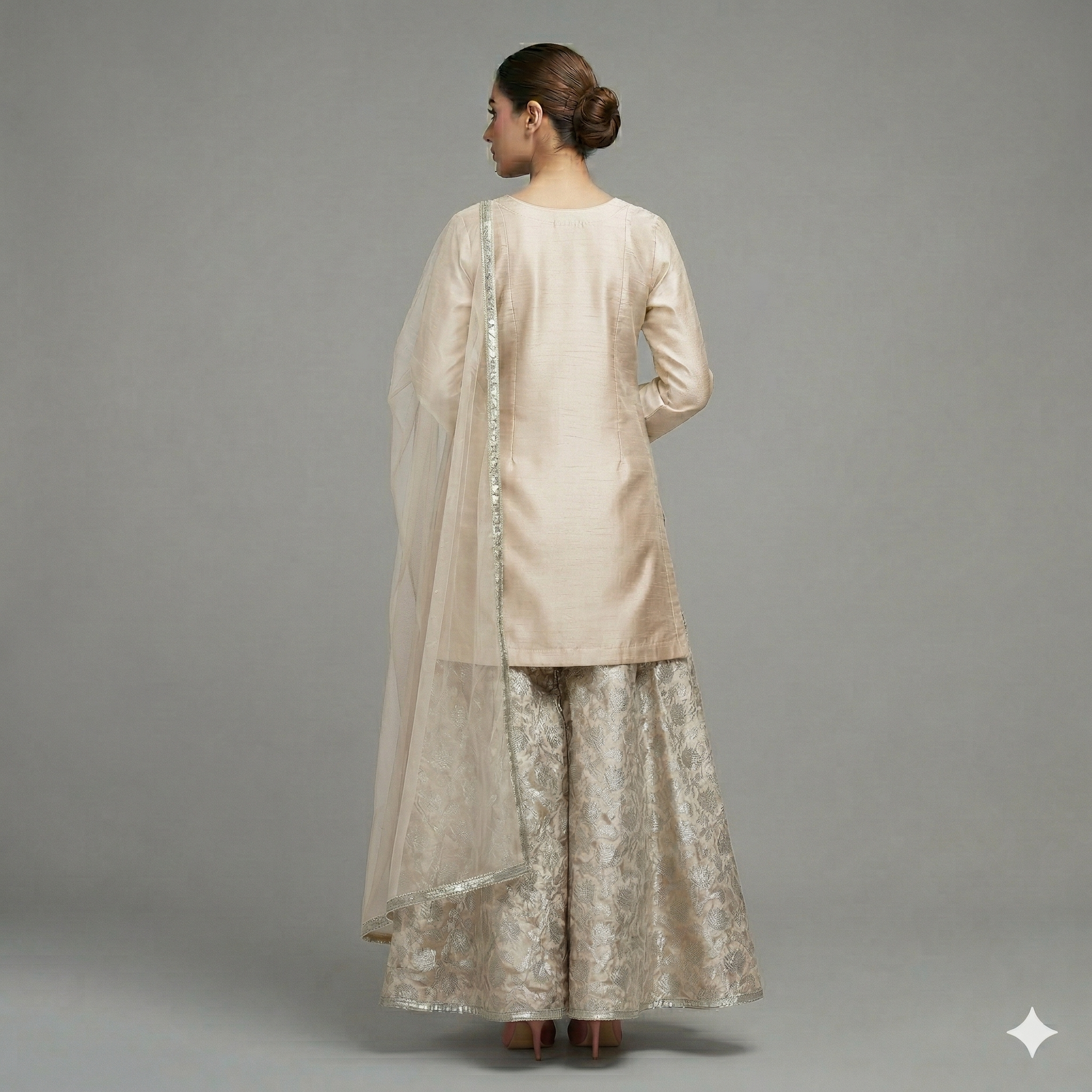 Pearl White Embroidered Organza 2-Piece Suit