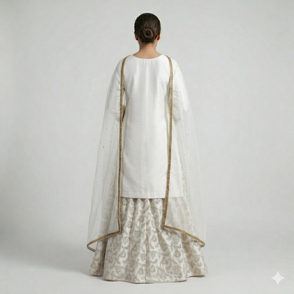 Pearl White Embroidered Formal 2-Piece Suit