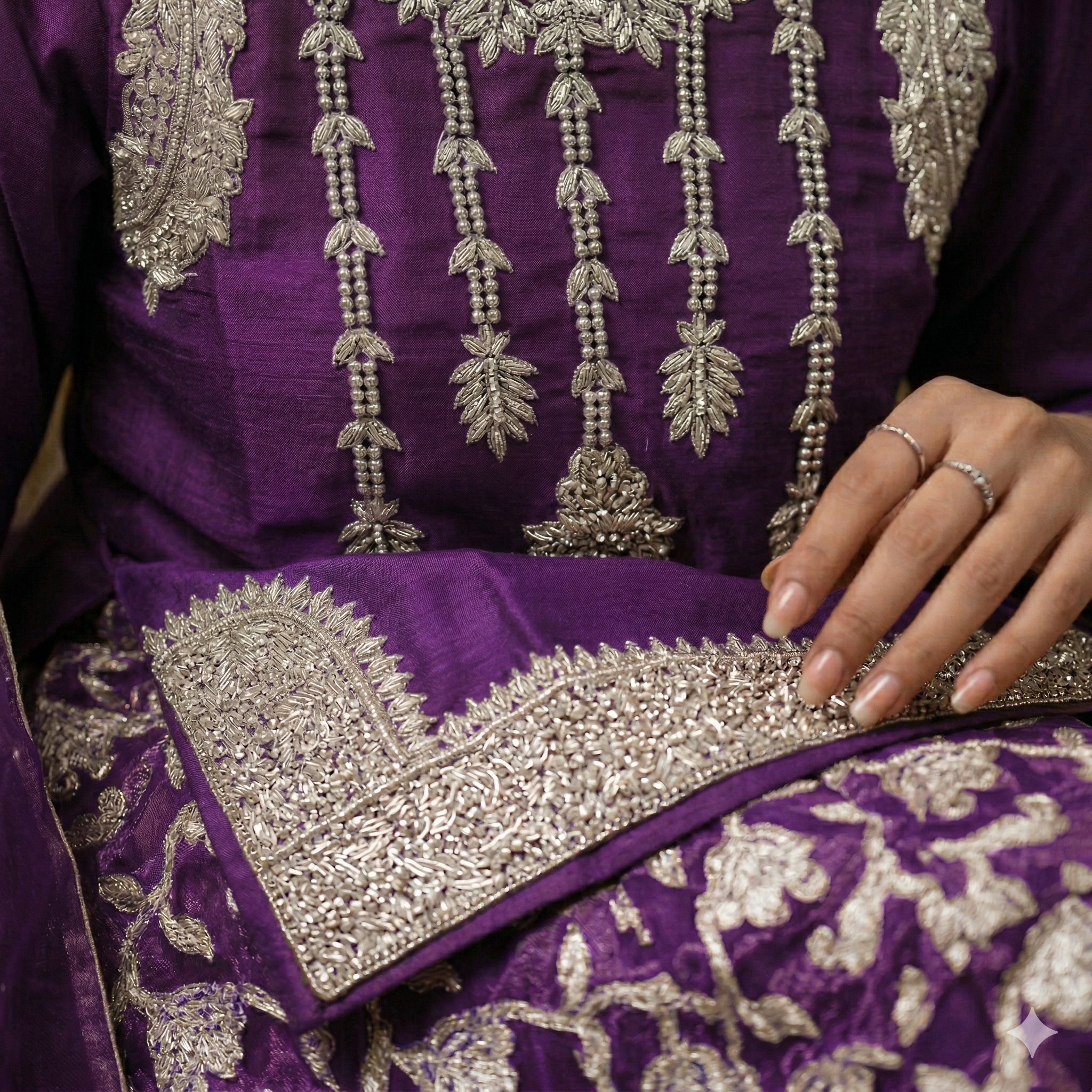 Plum Purple Embroidered Formal 2-Piece Suit