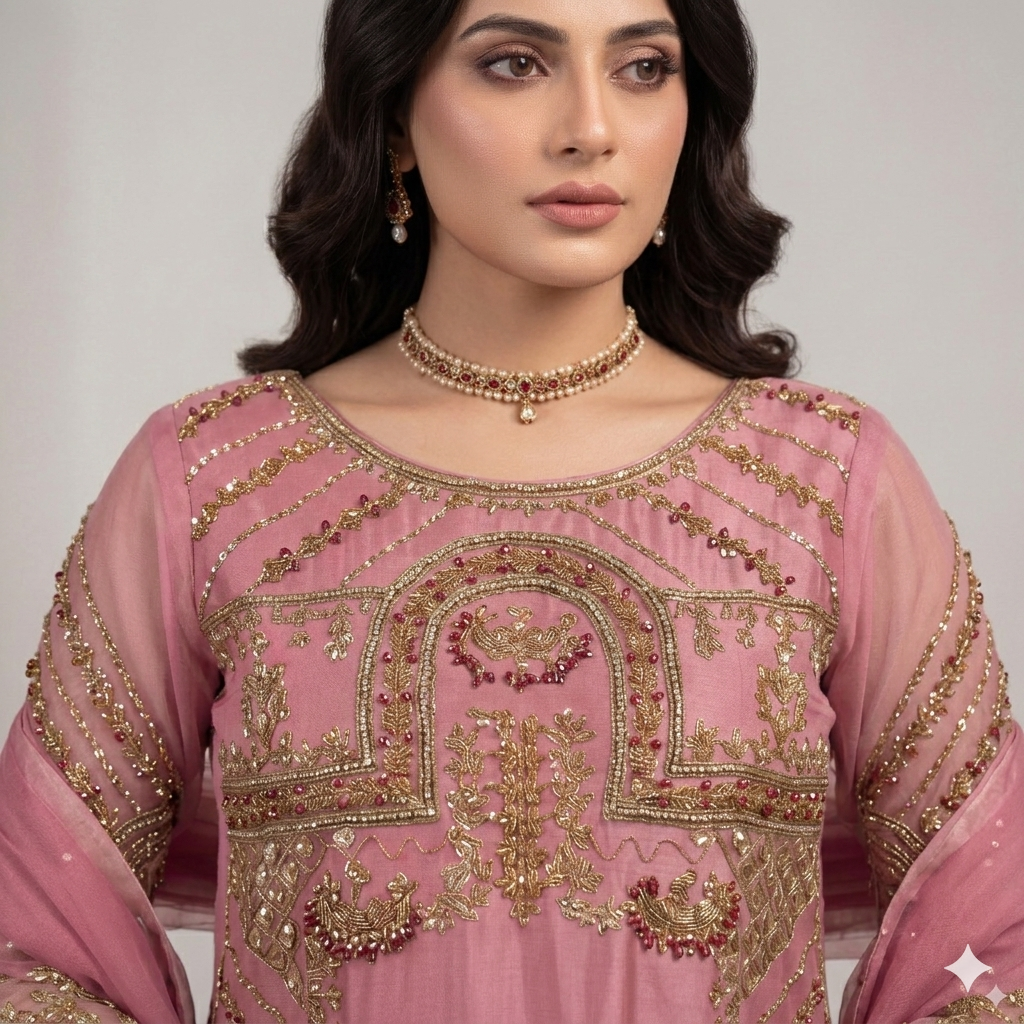 Blush Rose Embroidered Formal 2-Piece Suit
