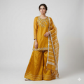 Sunflower Yellow Embroidered Organza 2-Piece Suit