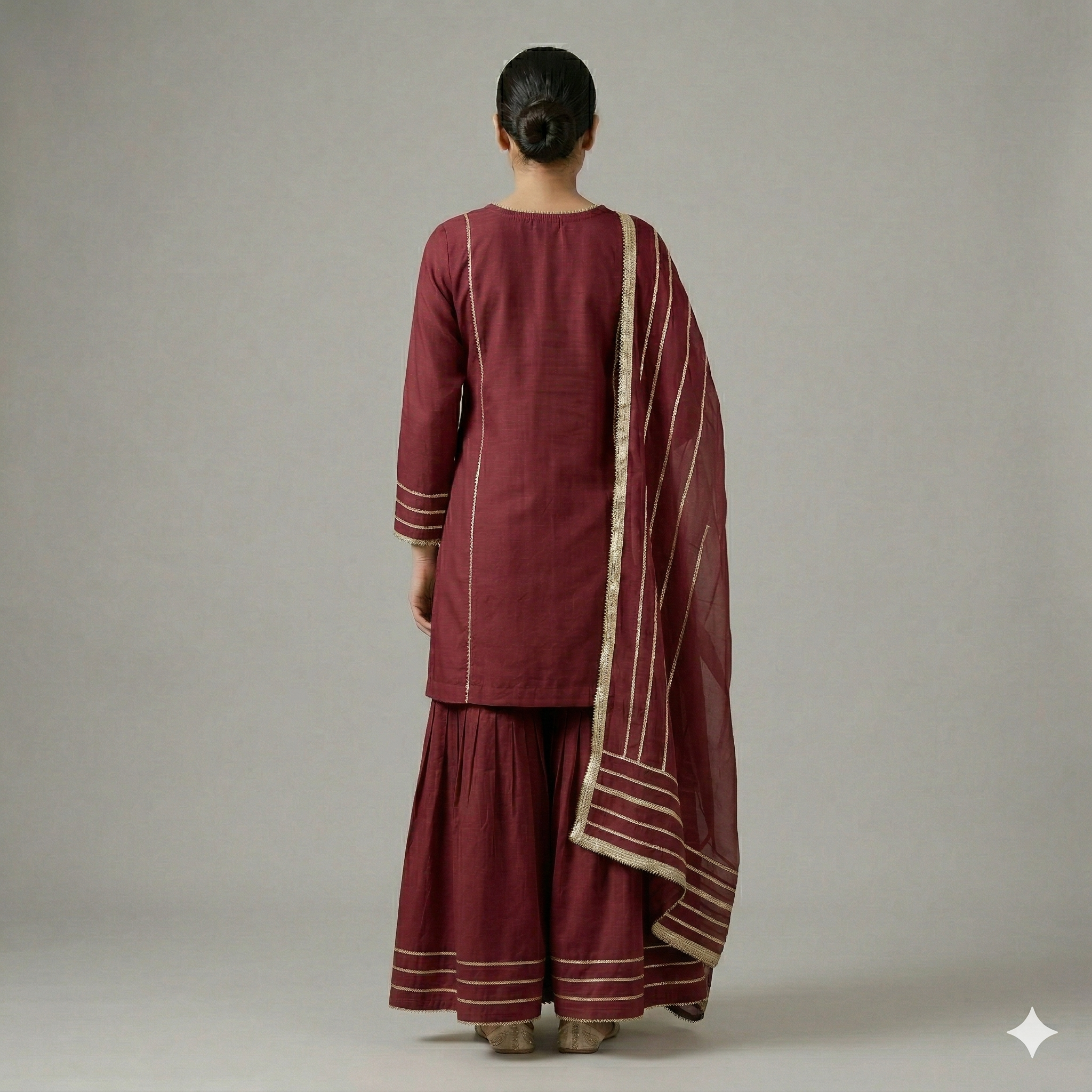 Maroon Embroidered Organza 2-Piece Suit